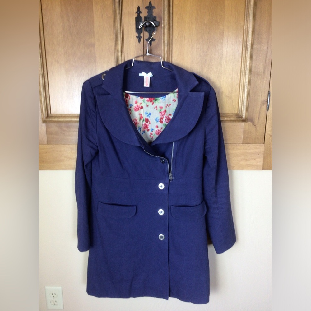 Downeast Basics cotton collared navy lightweight trench